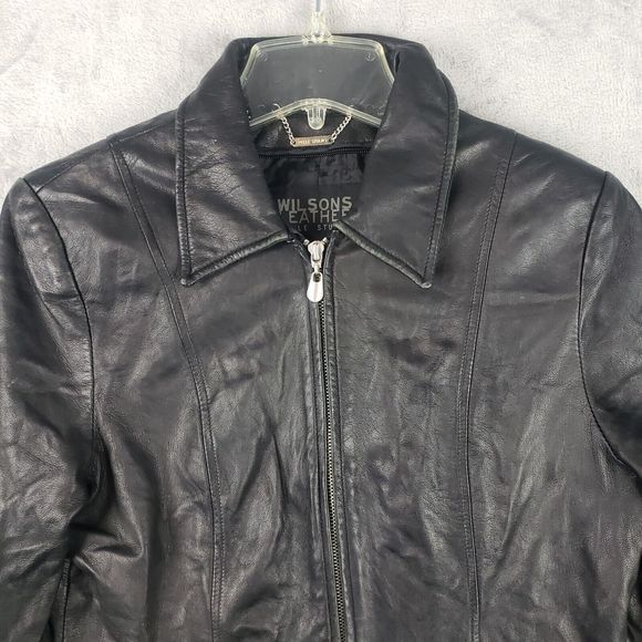 Wilsons Leather Jacket Full zip Pelle Studio Women's Black Full Zip Pockets M - Picture 2 of 16